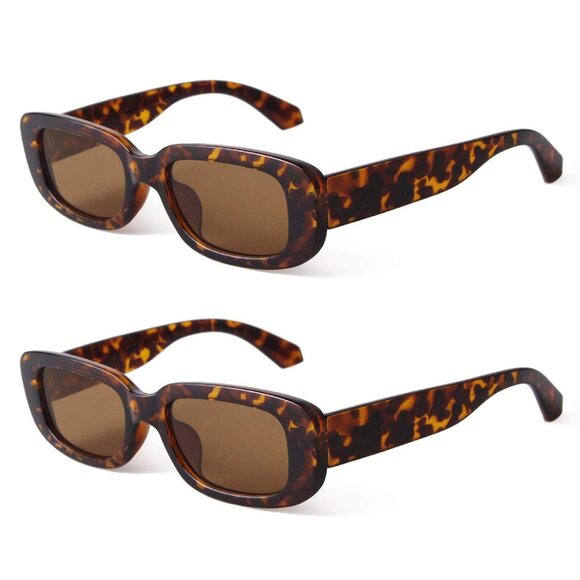 Retro Rectangle Sunglasses Vintage 90s Fashion Narrow Square Frame UV400 main image 4